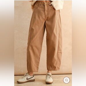 Brown Checkered Women's Jeans